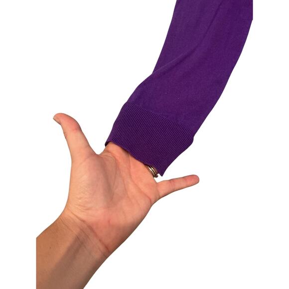 Ralph Lauren Womens Ruffle Neck Cashmere Blend Cardigan Sweater Aubergine Purple - Picture 6 of 7